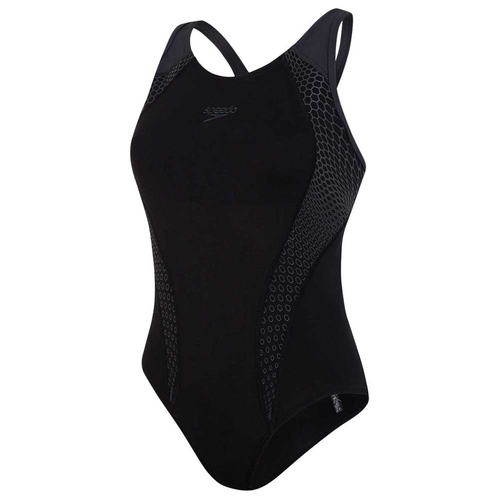 Speedo Placement Laneback Swimsuit Schwarz UK 30 Frau von Speedo