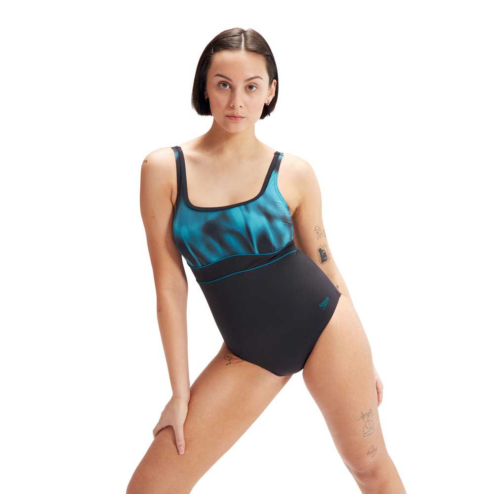 Speedo Shaping Contoureclipse Printed Swimsuit Blau UK 36 Frau von Speedo