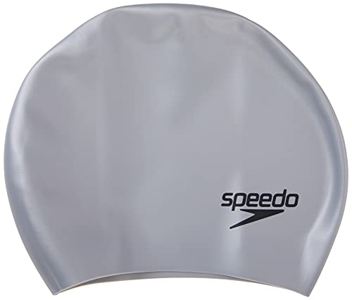 Speedo Silikon-Badekappe für Lange Haare, Silber, One Size von Speedo