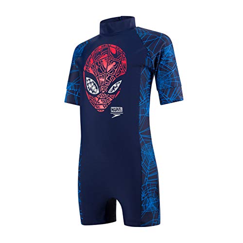 Speedo Unisex Baby Marvel Spiderman All in One Badeanzug, Spideyhead Marineblau/Lavarot, 1YRS von Speedo