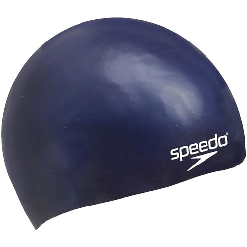 Speedo Unisex Kinder Junior Plain Moulded Silicone Junior Schwimmkappe, Marineblau, Einheitsgröße von Speedo