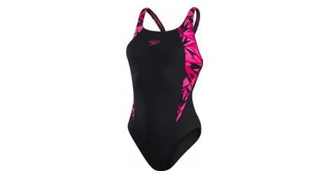 speedo boom logo splice muscleback badeanzug damen schwarz pink von Speedo
