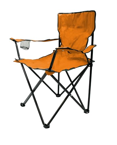 Spetebo Camping Klappstuhl mit Getränkehalter - orange - Campingstuhl klappbar mit Tragetasche - Stuhl faltbar für Festival Freizeit Garten Angler Sessel Belastbarkeit bis 100 kg von Spetebo