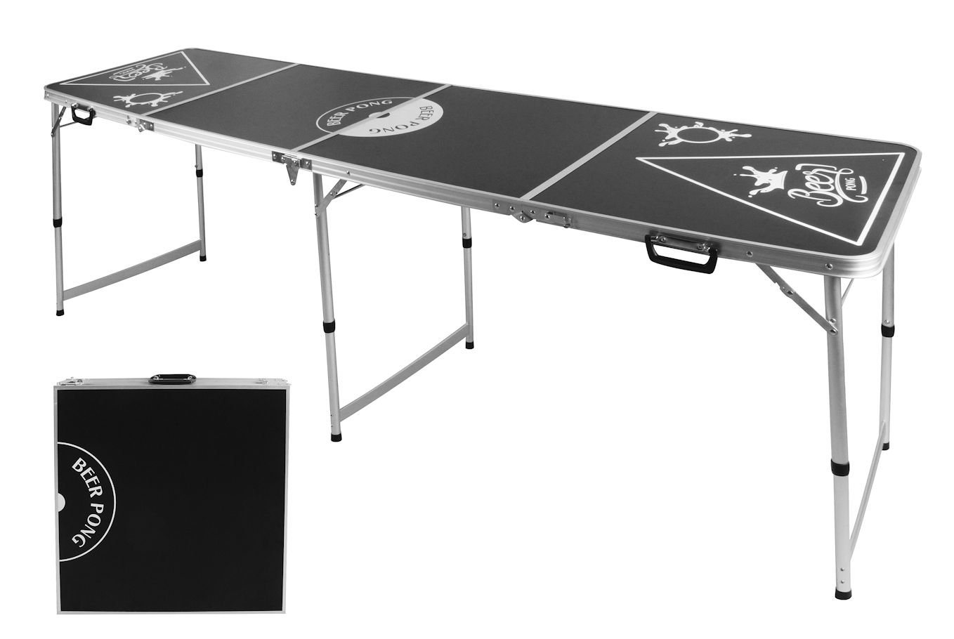 Spetebo Spiel, Trinkspiel Beer Pong Tisch höhenverstellbar - 240 x 64 cm, Klappbarer Trinkspiel Koffertisch mit Tragegriff von Spetebo