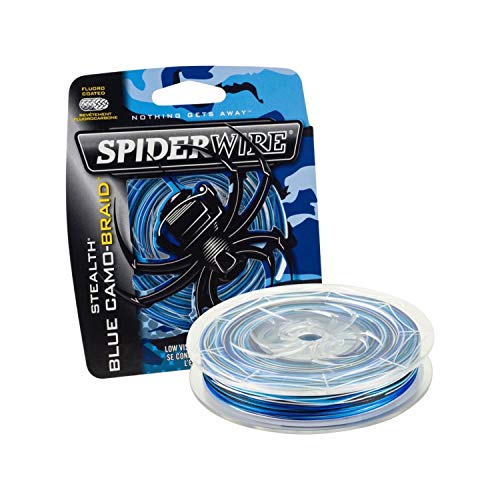 SpiderWire Stealth® Superline Angelschnur, geflochten, Blau Camo, 6,8 kg, 114 m, geeignet für Salz- und Süßwasserumgebungen von Spiderwire
