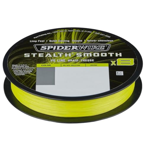 SPIDERWIRE Stealth Smooth 8 New 2020, 150m, Yellow, 8-Fach geflochtene Schnur mit Mikrobeschichtung, 0,06mm - 0,39mm, 5,4kg - 46,3kg, Abriebfest (150, 0,33mm - 38,1kg) von Spiderwire