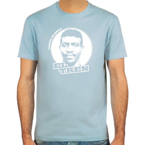 SpielRaum T-Shirt Adolfo EL Tren Valencia ::: Farbauswahl: SkyBlue, Sand, deepred, schwarz, Oliv oder Navy ::: Größen: S-XXL ::: Fußball-Kult von SpielRaum