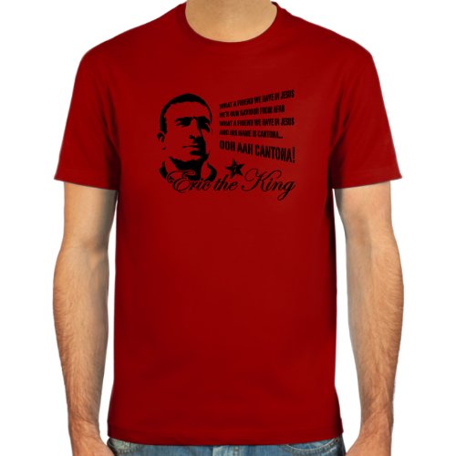 SpielRaum T-Shirt Eric Cantona ::: Farbauswahl: SkyBlue, Sand, weiß oder deepred ::: Größen: S-XXL ::: Fußball-Kult von SpielRaum