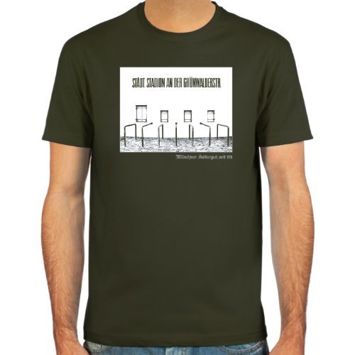 SpielRaum T-Shirt Grünwalder Stadion ::: Farbauswahl: deepred, schwarz, Oliv oder Navy ::: Größen: S-XXL ::: Fußball-Kult von SpielRaum