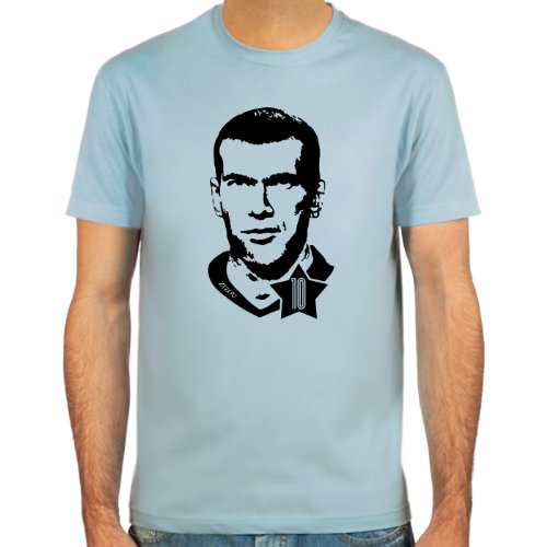 SpielRaum T-Shirt Zinedine Zidane ::: Farbauswahl: SkyBlue, Sand, Weiß oder Deepred ::: Größen: S-XXL ::: Fußball-Kult von SpielRaum