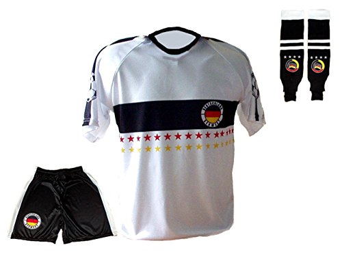Spielfussballshop Deutschland Trikot Stars Hose Stutzen mit Wunschname Nummer Kinder Größen (158) von Spielfussballshop