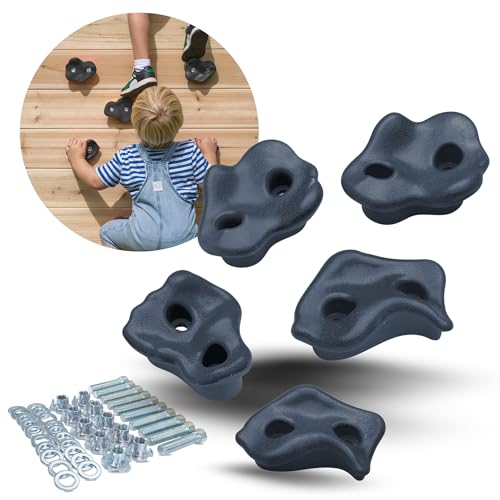 Spielturmking® Klettergriffe Anthrazit 5-30 Stück, Klettersteine Kinder, Klettergriffe Kinder für Klettergerüst Outdoor und Kletterwand Kinder, Kletterwand Griffe für Spielturm Outdoor & Indoor (20) von Spielturmking