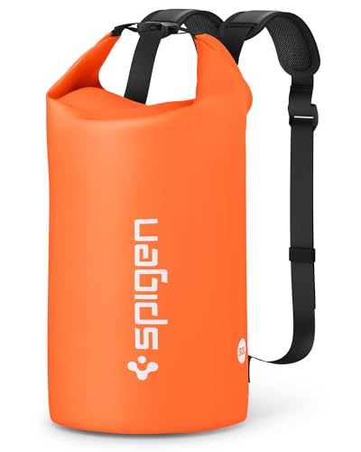 Spigen Aqua Shield Wasserdichte Tasche 30L Dry Bag wasserfester Rucksack Beutel für Strand, Schwimmen, Camping, Bootfahren, Kajakfahren -Sunset Orange von Spigen