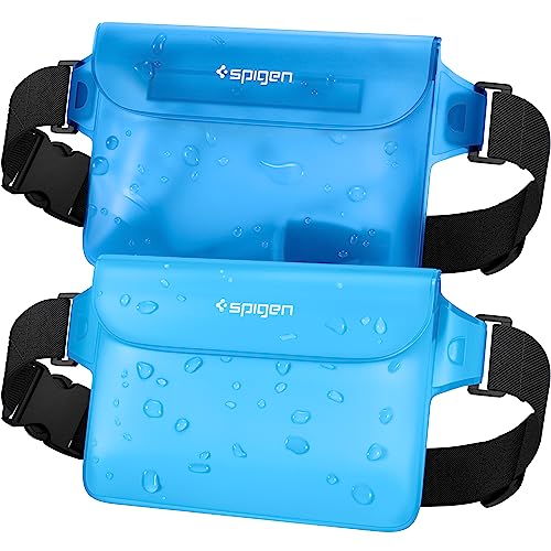 Spigen Aqua Shield wasserdichte Tasche [2 Stück] Beutel Bauchtasche Handytasche Gürteltasche Handyhülle Unterwasser Strand für Wassersport -Sea Blue von Spigen