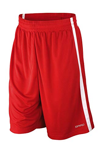 Spiro Herren-Basketball-Shorts, schnelltrocknend, Rot (rot/weiß), Gr. S von Spiro