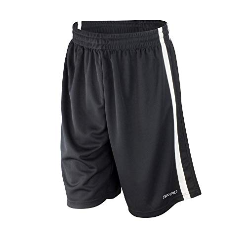 Spiro Herren-Basketball-Shorts, schnelltrocknend, Schwarz (schwarz/weiß), Gr. M von Spiro