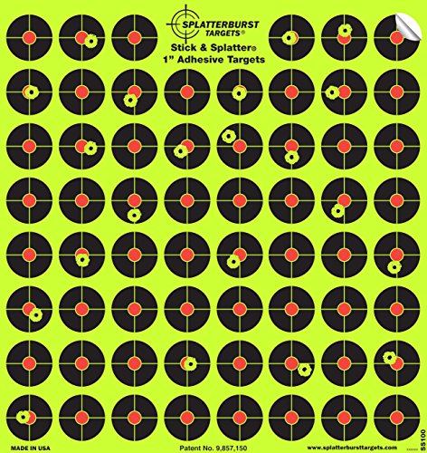 Packung mit 10-2,54cm Selbstklebenden Stick & Splatter Splatterburst Ziele - Schüsse platzen beim Aufprall Leuchtend gelb - Perfekt alle Gewehre, Pistolen, Luftgewehre, Airsoft von Splatterburst Targets