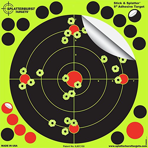 Packung mit 100-20cm Selbstklebenden Stick & Splatter Splatterburst Ziele - Schüsse platzen beim Aufprall Leuchtend gelb - Perfekt alle Gewehre, Pistolen, Luftgewehre, Airsoft von Splatterburst Targets