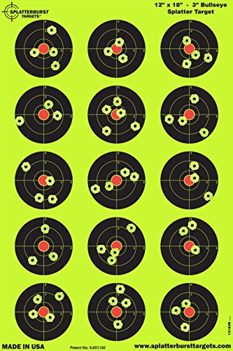 Splatterburst Targets Paket von 25 30,5 x 45,7 cm - 7,6 cm Reaktive Bullseye Ziele - Schüsse platzen hell gelb beim Aufprall - Gewehr - Pistole - Airsoft - BB Gun - Luftgewehr von Splatterburst Targets