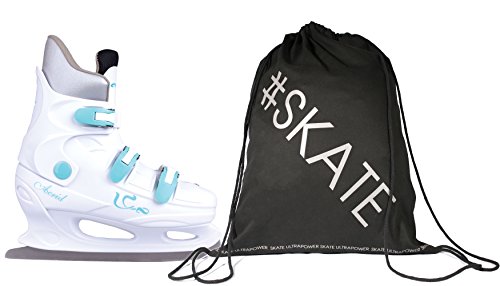 SPOKEY Acrid Rent Schlittschuhe + Ultrapower Beutelrucksack | Eiskunstlauf | Sport | Eislaufschuhe | Eishockey-Schlittschuhe, Farben:Weiß, Größe/Size:35 von SPOKEY