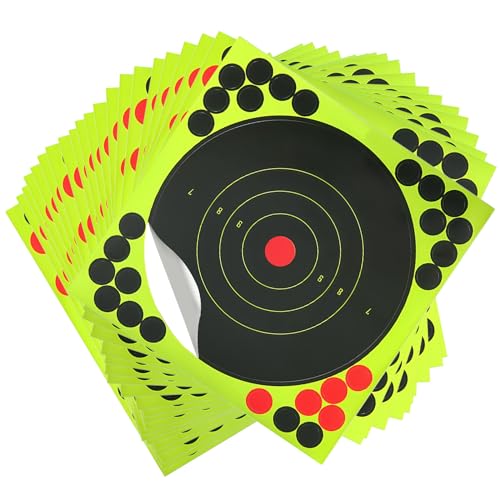 Sporgo 50 Stück Selbstklebend Zielscheibe: 20,3x20,3 cm Schießscheiben 5 Ringe Selbstklebende Splatter Zielscheiben, Zielscheibe Bogenschießen Splatter Zielscheibe für Dart Schießspiele von Sporgo