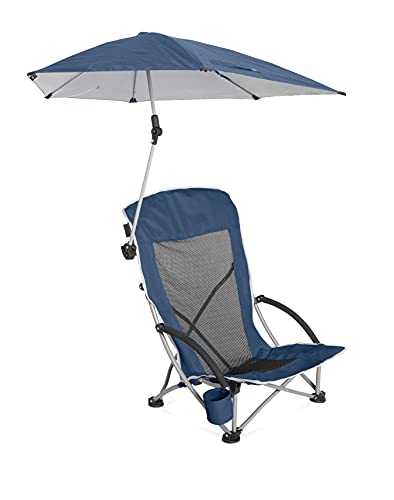 Sport-Brella Unisex-Erwachsene Beach Chair with Adjustable Umbrella Strandkorb mit Schirm, Midnight Blue von Sport-Brella