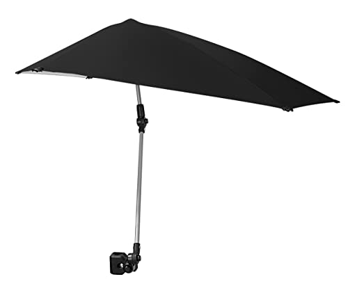 Sport-Brella Versa-Brella LSF 50+ verstellbarer Regenschirm mit Universalklemme, Schwarz von Sport-Brella