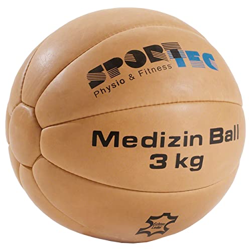 Sport-Tec Medizinball Fitnessball Gewichtsball Rehaball aus Echtem Leder 26 cm, 3 kg von Sport-Tec