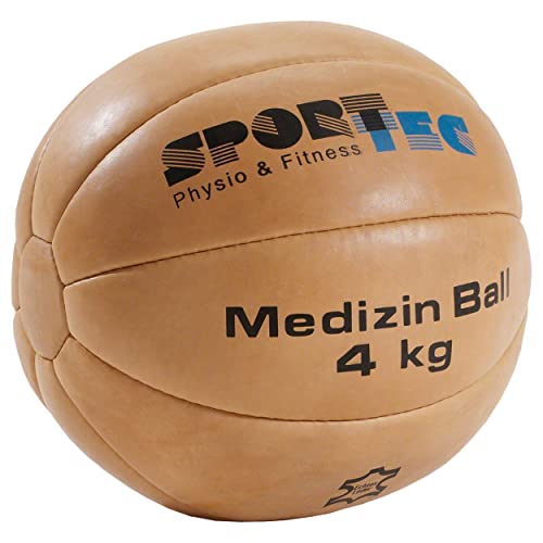 Sport-Tec Medizinball Fitnessball Gewichtsball Rehaball aus Echtem Leder 28 cm, 4 kg von Sport-Tec