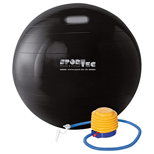 Sport-Tec Black Ball Gymnastikball, ø 65 cm, schwarz inkl. Pumpe von Sport-Tec