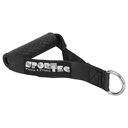 Sport-Tec Kabelzug Griff, Handgriff für Seilzug, Einhandgriff für Widerstandsbänder, gummiert, schwarz von SPORTTEC