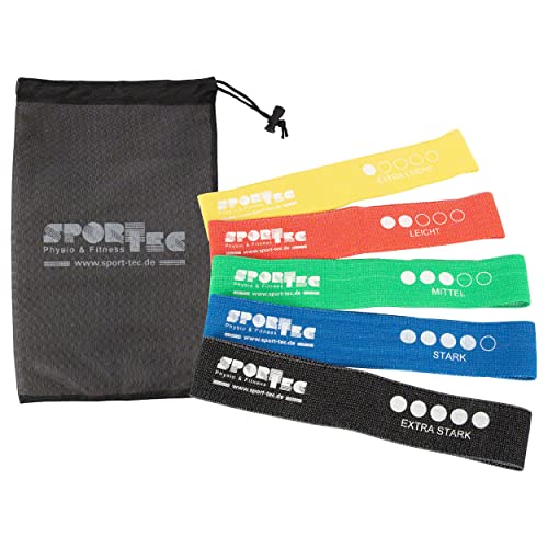 Sport-Tec Fitness-Loops aus Textil, 5er Set, 32x5,8 cm inkl. Aufbewahrungsbeutel von Sport-Tec