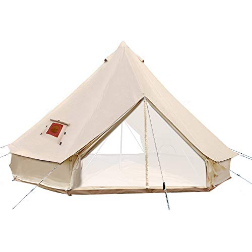 Sport Tent 4-Jahreszeiten Camping Zelte Baumwolle Wasserdicht Familienzelt Tipi Indianerzelt Teepee Glockenzelt 6 M mit 2 Türen/Doppeltüren und Ofenrohrentlüftung von Sport Tent