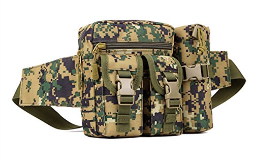 Sport Tent Taktisch Bauchtasche Hüfttasche mit Flaschenhalter Militärisch Wasserdicht Gürteltasche Molle Multifunktional Tasche für Camping Outdoor Wandern Laufen Trekking Radfahren Jagd,Tarnung 4 von Sport Tent