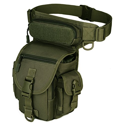 Sport Tent Taktische Beintasche Militär Beinbeutel MOLLE Hüfttasche wasserdichte Gürteltasche Outdoor Tasche für Herren Damen Motorrad Wandern Radfahren Bergsteigen Sports Grün von Sport Tent