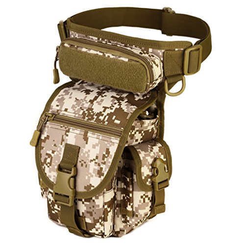 Sport Tent Taktische Beintasche Militär Beinbeutel MOLLE Hüfttasche wasserdichte Gürteltasche Outdoor Tasche für Herren Damen Motorrad Wandern Radfahren Bergsteigen Sports Tarnung 1 von Sport Tent