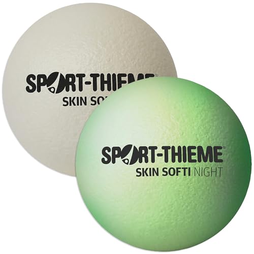 Sport-Thieme leuchtender Skin-Ball | Fluoreszierender Leuchtball, Softball | Weich, griffig, hygienisch | Gute Sprung- und Flugeigenschaften | Ø 16 cm, Umfang: 50 cm | 83 g | Weiß von Sport-Thieme
