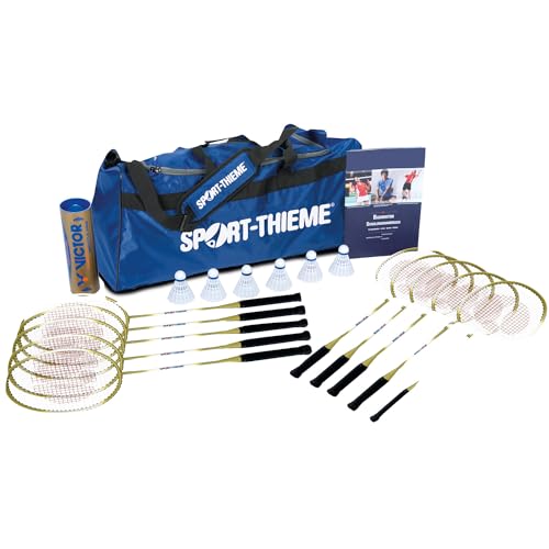 Sport-Thieme Badminton-Set Premium | Schläger mit Carbonschaft und Aluminiumkopf | 6 Shuttle 2000 Bälle | Fortgeschrittene |Für Schule und Verein | One-Piece-Optik | Gewicht Schläger 96 g von Sport-Thieme
