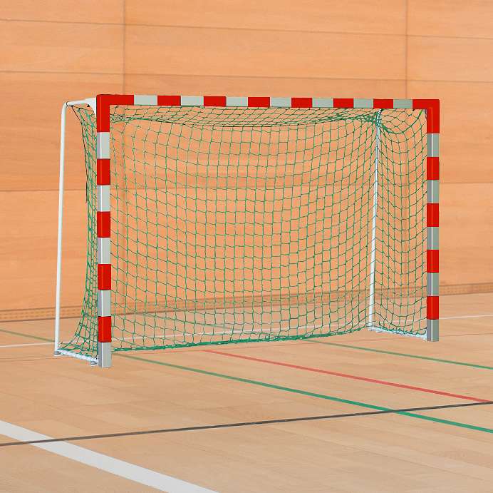 Sport-Thieme Handballtor mit anklappbaren Netzbügeln, Rot-Silber, IHF, Tortiefe 1,25 m von Sport-Thieme