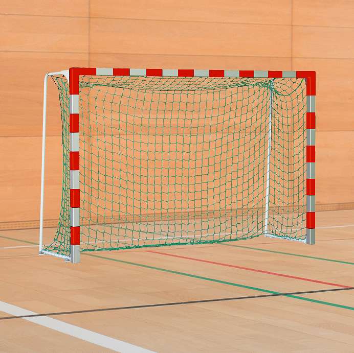 Sport-Thieme Handballtor mit anklappbaren Netzbügeln, Rot-Silber, IHF, Tortiefe 1 m von Sport-Thieme