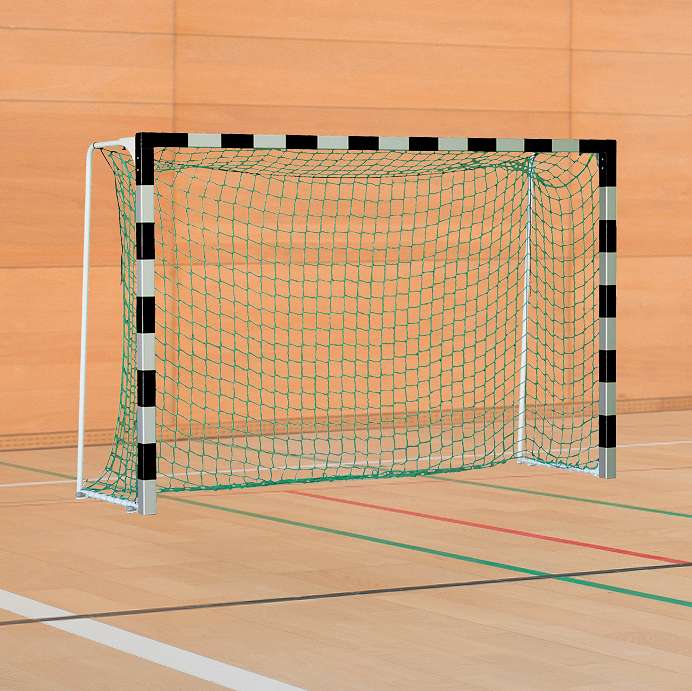 Sport-Thieme Handballtor mit anklappbaren Netzbügeln, Schwarz-Silber, Standard, Tortiefe 1,25 m von Sport-Thieme