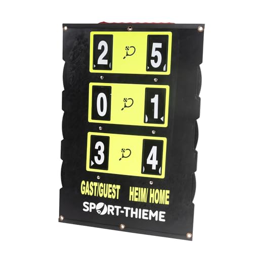 Sport-Thieme Tennis-Punkteanzeige Score | Mobile Anlage | 6 Ziffern | Wetterfest und UV-beständig | Innen- & Außenbereich | PVC | 82x58 cm | Schwarz-Gelb | 3 kg | 10 cm Ziffernhöhe von Sport-Thieme