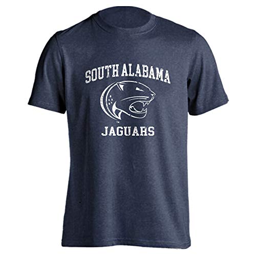 University of South Alabama USA Jaguars Retro Distressed Kurzarm T-Shirt Denim Heather XL von Sport Your Gear