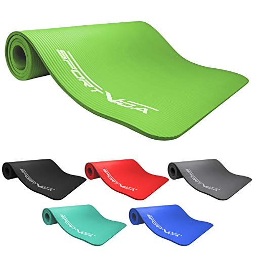SportVida Yoga Matte Rutschfest Extradick -NBR Matte- Dicke Turnmatte für zuhause Training mit Tragegurt - Sportmatte - Fitnessmatte 2 Größen,6 Farben (Grün, 180 x 60 x 1,5 cm) von SportVida