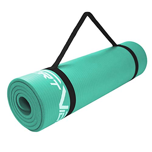 SportVida Yoga Matte Rutschfest Extradick - Yogamatte mit Weicher Schaum - NBR Matte - Dicke Turnmatte für zuhause Training mit Tragegurt - Sportmatte - Fitnessmatte (Türkis, 180 x 60 x 1 cm) von SportVida