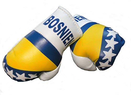 Mini Boxhandschuhe BOSNIEN HERZEGOWINA, 1 Paar (2 Stück) Miniboxhandschuhe z. B. für Auto-Innenspiegel von Sportfanshop24