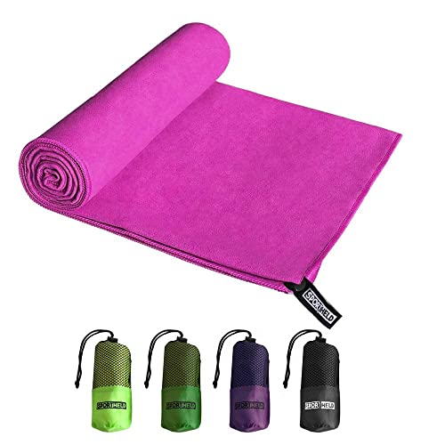 Sportheld® MIKRO-Faser Sport Hand-Tuch | Pink | 40 x 80cm | Klein | Micro-Faser - leicht, saugfähig | inklusive Tragetasche von Sportheld