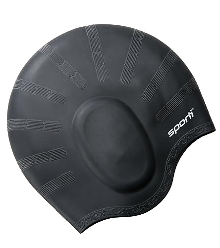 Sporti Solide Gehörschutz Silikon Badekappe - Schwarz von Sporti