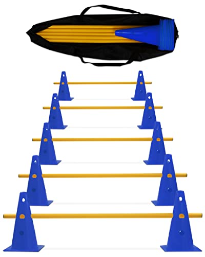 SPORTIKEL24 5 x Parcours-Hürde – Kegel-Hindernis für Agility Training – Steckhürden für Hund, Sport, Pferd & Kind – 5er-Set (blau/gelb) von SPORTIKEL24