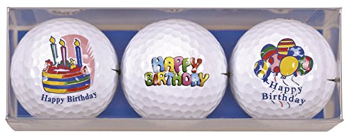 Golfas - dein Online-Proshop Zum Geburtstag - Happy Birthday Golf-Geschenkset bestehend aus 3 bedruckten Golfbällen - ein tolles Geschenk/Geburtstagsgeschenk für jeden Golfer von Sportiques